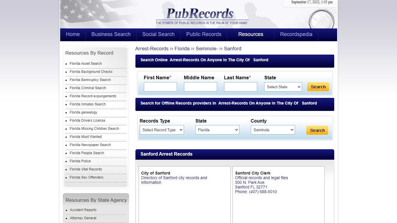 Sanford, Seminole County, Florida Arrest Records - Pubrecords.com